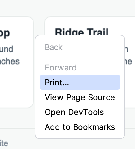 GBrowser page context menu with the Open DevTools and Add to Bookmarks items