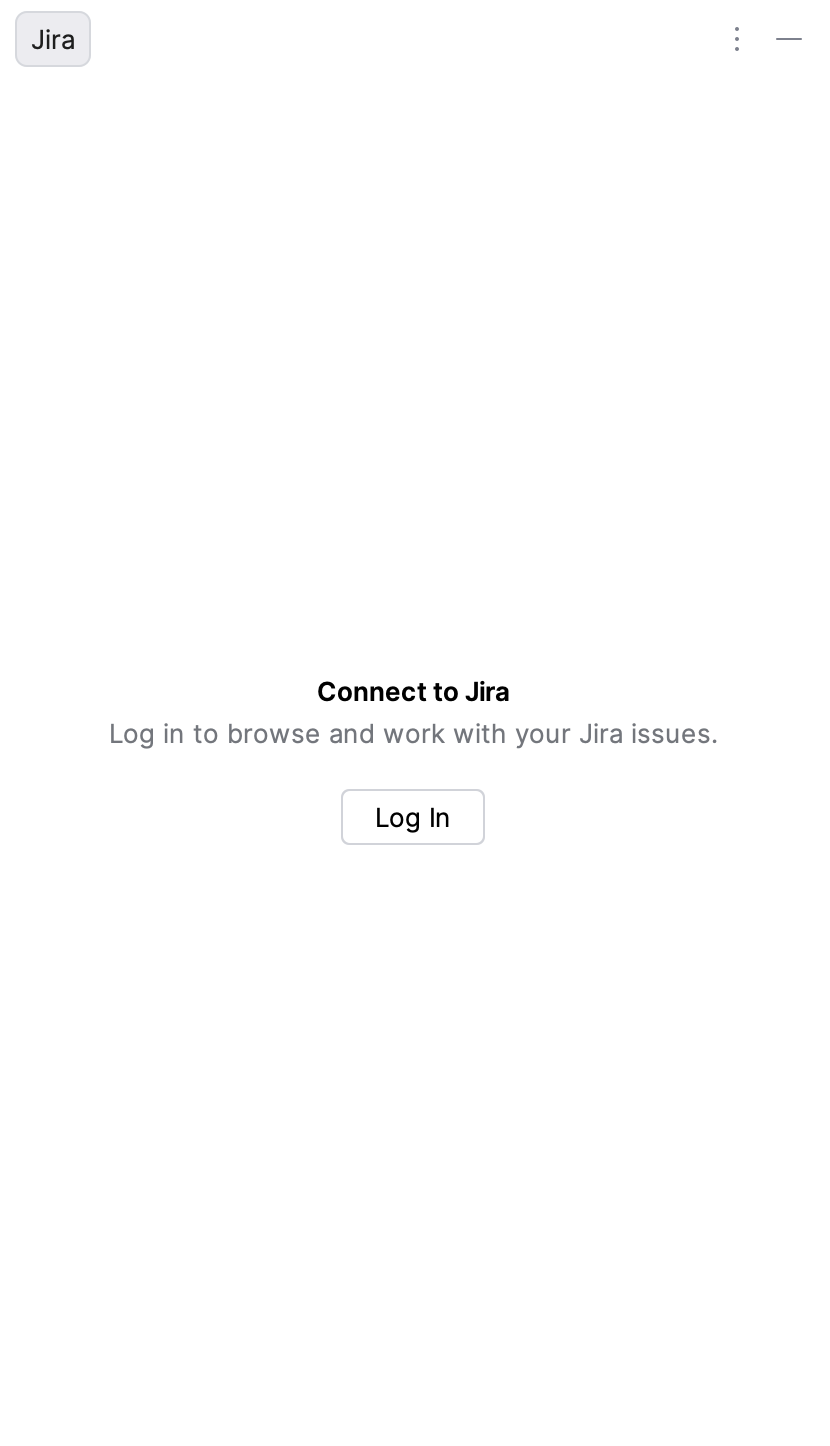 JirAI tool window asking you to connect to Jira, with the Log In button